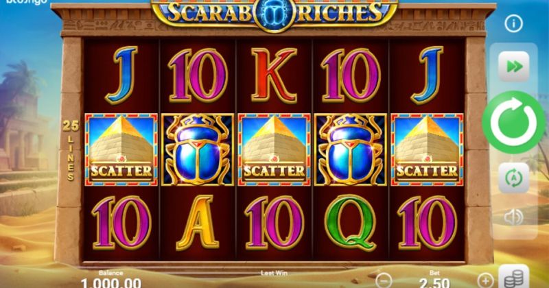 Play in Scarab Riches slot online from Booongo for free now | www.plrtips.com